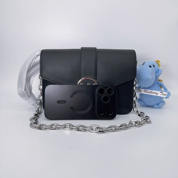 Michael Kors Carmen Carmen Md Convertible Shoulder Bag Black Crocodile Leather - Picture 5 of 12